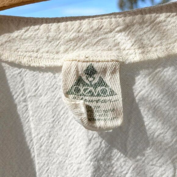 Made in USA Vintage Natural Cotton Ecru Long Chore Jacket Medium Womens - Picture 3 of 4